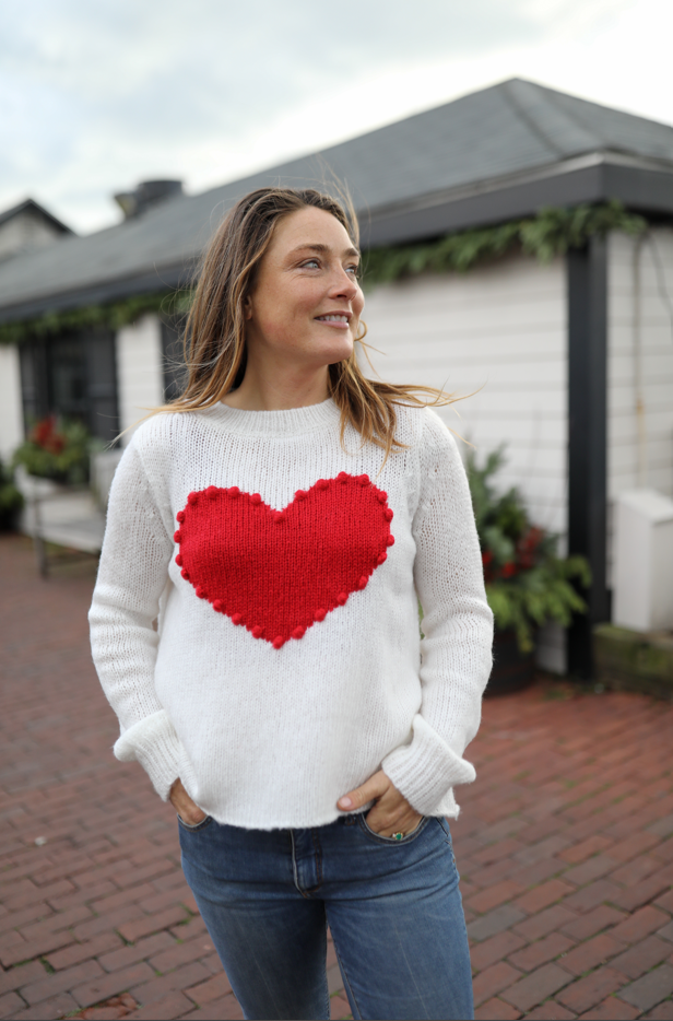 Wooden Ships Beaded Heart Sweater