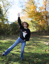 Autumn chunky knit sweater styled with jeans and boots, Sweet Ghost crew