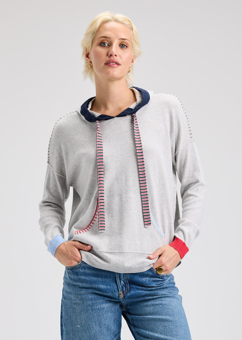 Zaket & Plover Joey Pocket Hoodie with striped drawstring