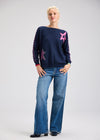 Front view of crewneck sweater with star pattern