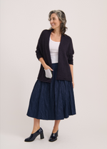 Cozy fall cardigan with patch pocket and relaxed silhouette