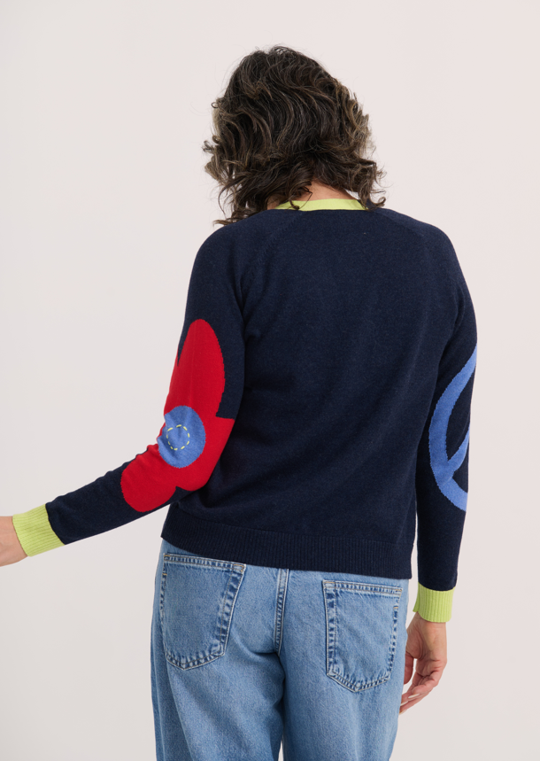 Back view of the Peace Please Cardi showing stitching details
