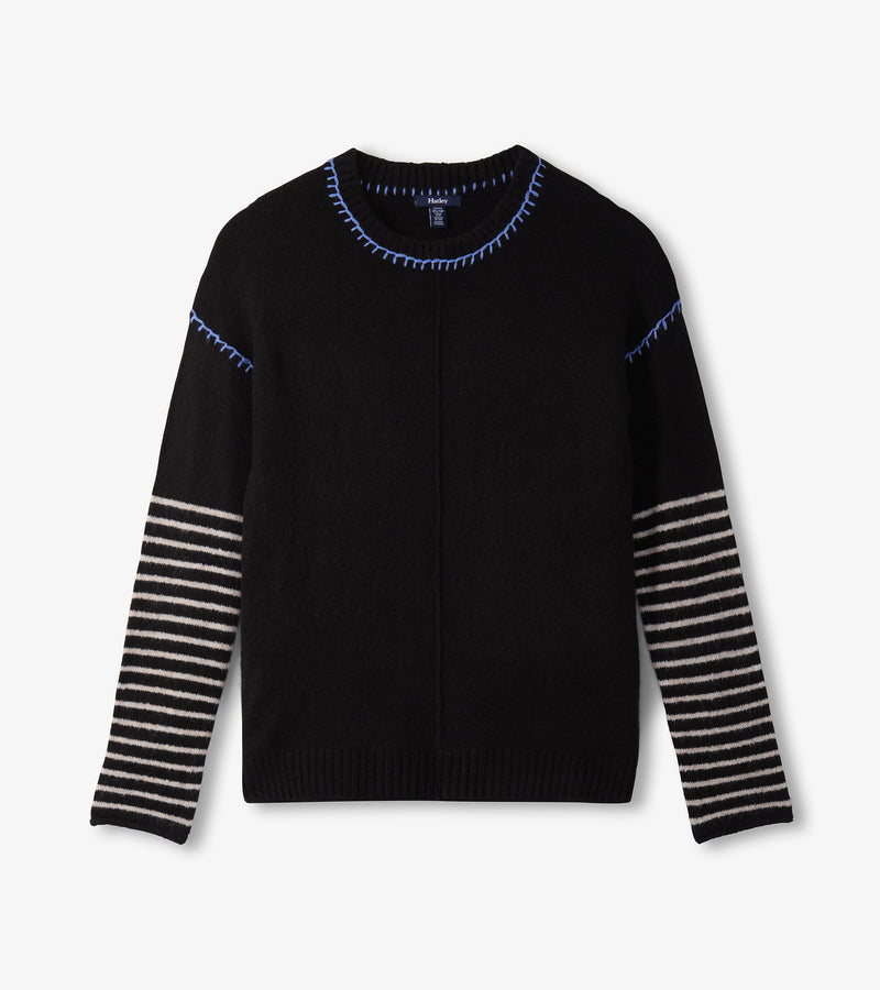 Relaxed fit embroidered sweater perfect for cool-weather layering