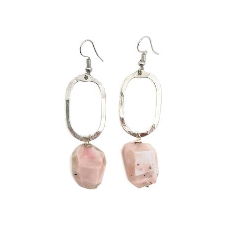 Anju Geometric Pink Opal Earrings