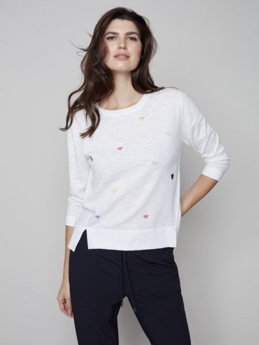 Charlie B Embroidered Heart Sweater