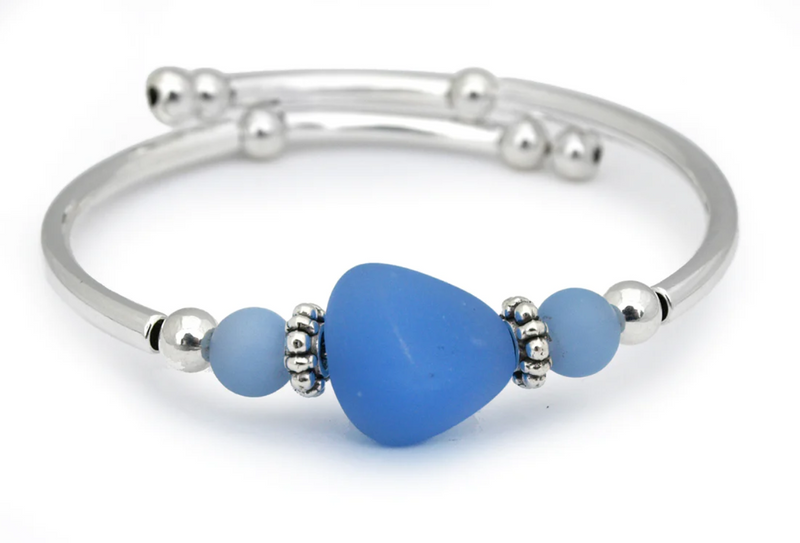 Crazy Art Girl Sea Glass Wrap Bracelet Sky Blue