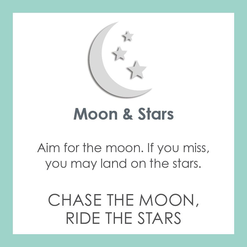 LOLA® Moon & Stars Gold Pendant: Aim for the moon. If you miss, you may land on the stars. Chase the moon, ride the stars.