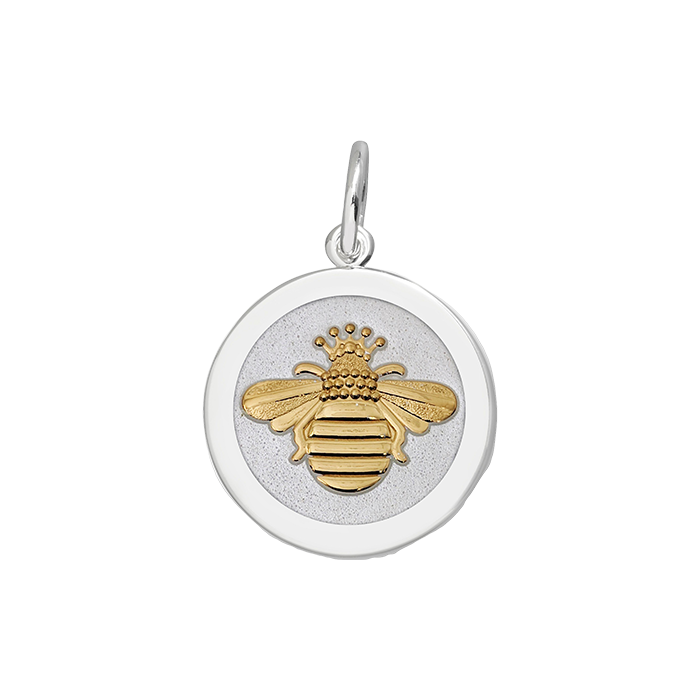 Lola Jewelry Queen Bee Gold Pendant Alpine White