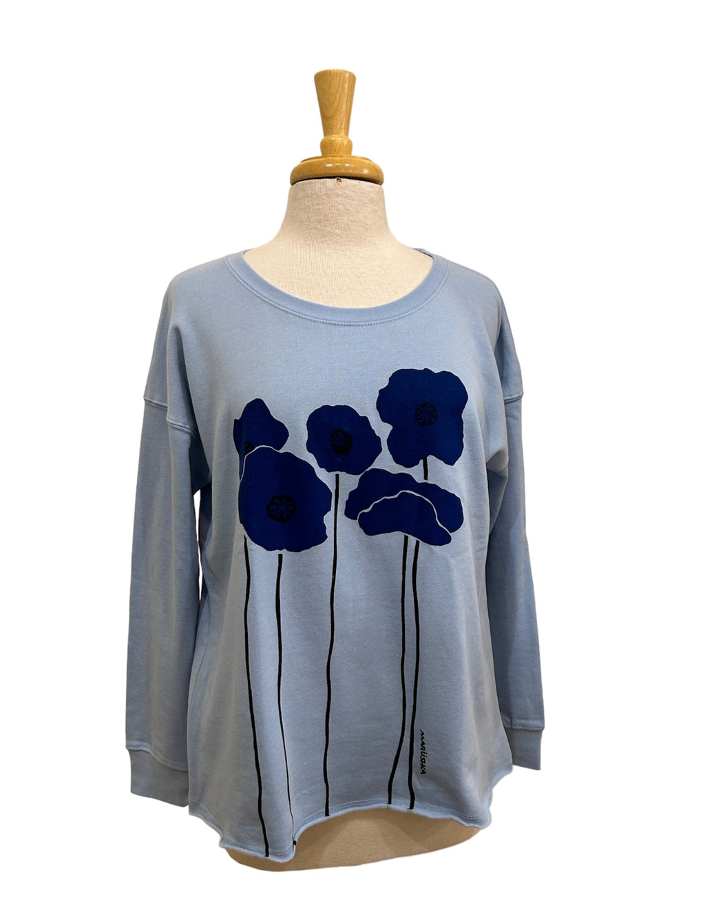 Marushka Super Soft Crew Poppies on Blue